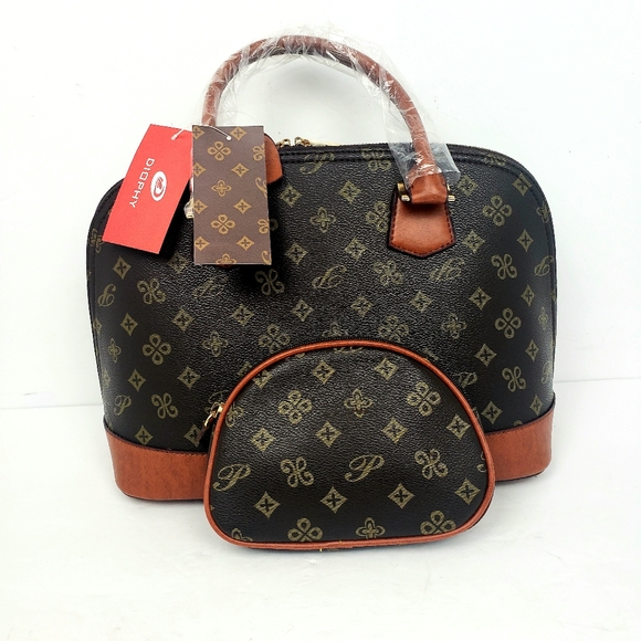 Diophy Handbags - Diophy Leather Satchel & Cosmetic Bag